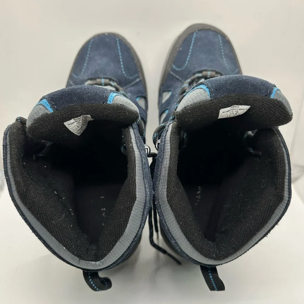 Lands End, Suede and Canvas‎ lace up blue hiking boots 7B EUC